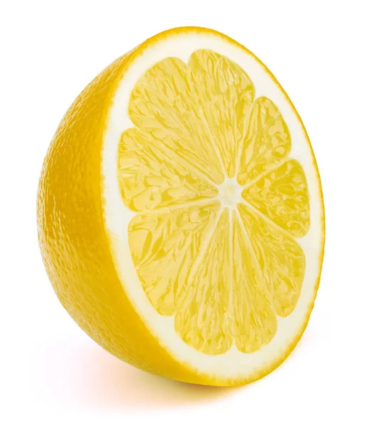 Half of lemon fruit slice isolated on white — Stock Photo, Image