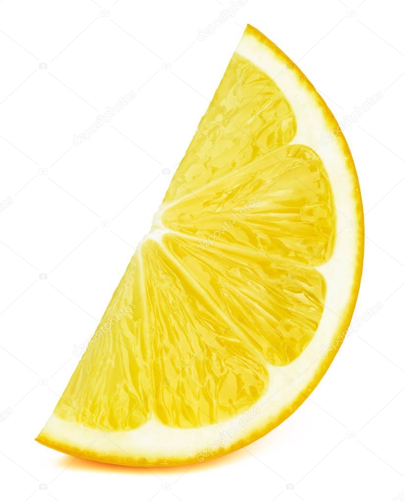Lemon fruit slice isolated on white