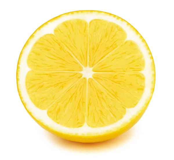 Half of lemon fruit slice isolated on white — Stock Photo, Image