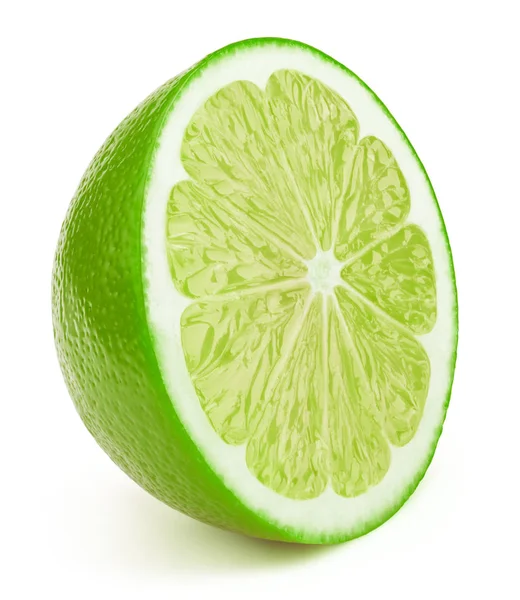 Half of lime fruit slice isolated on white — Stock Photo, Image