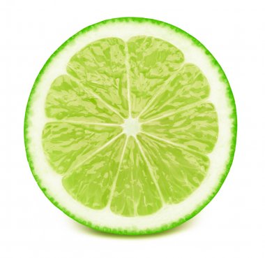 Beyaz izole limon meyve dilimi yarısı