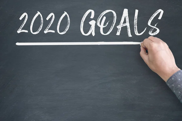 New Year 2020 Goals on Blackboard Background. — 스톡 사진