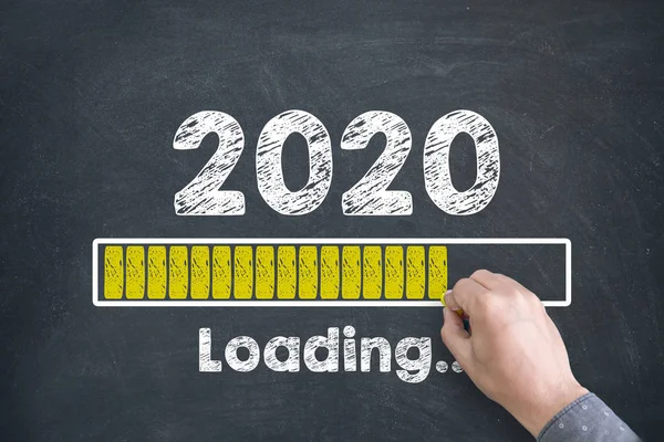 New Year Business Concept. 2020 Loading. On Blackboard — 스톡 사진