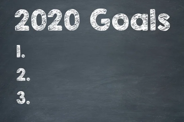 New Year 2020 Goals on Blackboard Background. — 스톡 사진
