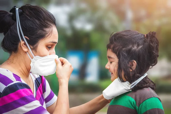 Covid Coronavirus Air Pollution Pm2 Concept Little Indian Baby Girl Stock Image