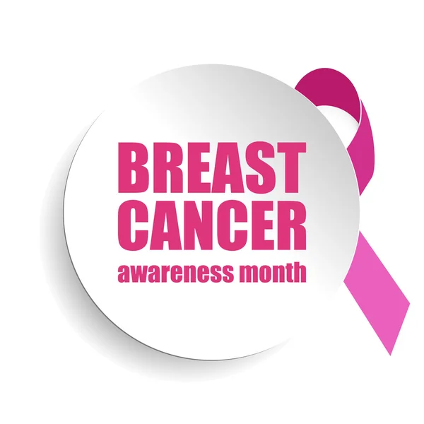 Meme Kanseri Bilinçlendirme pembe geometrik şerit ve beyaz arka plan yuvarlak.