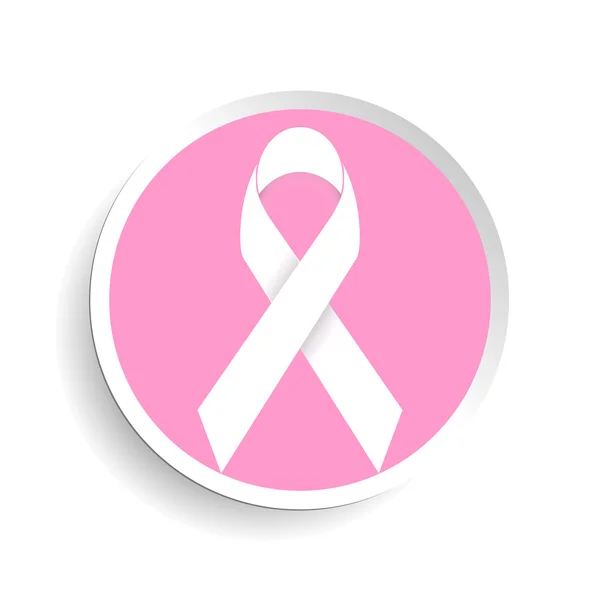 유 방 암 인식 핑크 기하학적 리본 화이트 라운드 배경. — 스톡 벡터