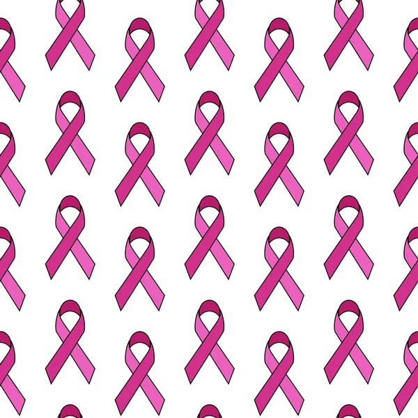 Seamless pattern with Breast cancer awareness pink geometric ribbon. — Stock Vector