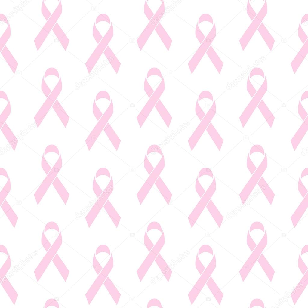 Seamless pattern with Breast cancer awareness pink geometric ribbon.