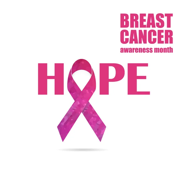 Ruban aquarelle rose sensibilisation au cancer du sein sur fond blanc. Espérance . — Image vectorielle