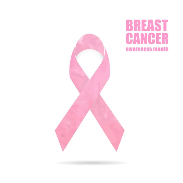 유 방 암 인식 핑크 기하학적 리본. — 스톡 벡터