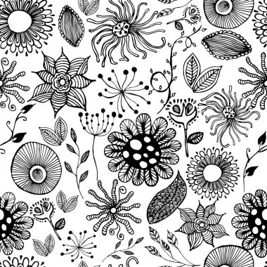  Siyah ve beyaz sorunsuz botanik doku