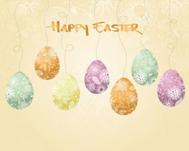 Retro Paskalya arka plan renkli yumurta ile.