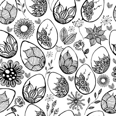 Paskalya arka plan ile elle çizilmiş yumurta