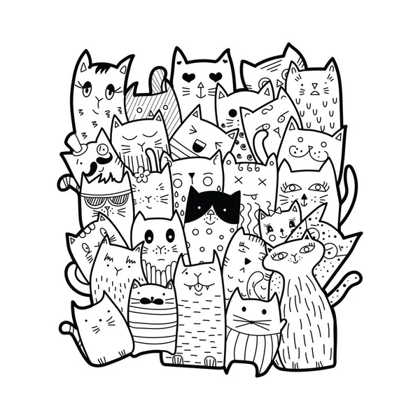 Śliczne koty, doodle stylu. — Wektor stockowy