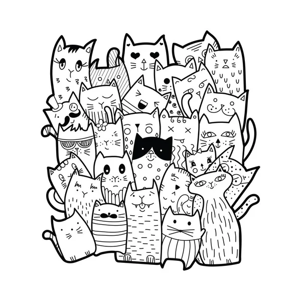 Sevimli kediler, doodle stili. 
