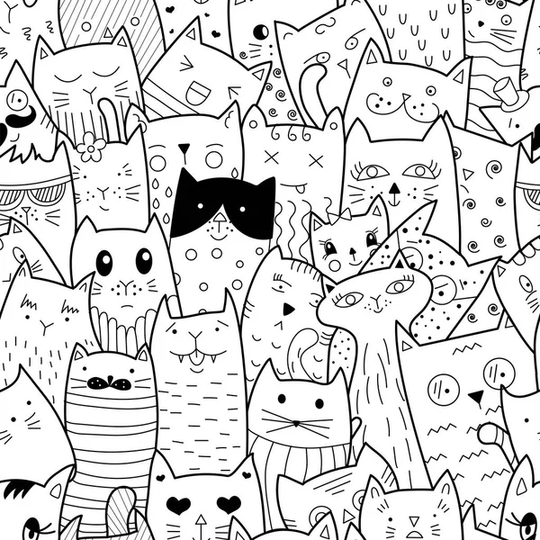 Varrat nélküli mintát doodle macskák. — Stock Vector