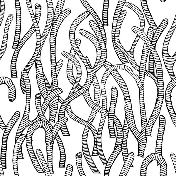 Абстрактные черно-белые линии, нарисованные вручную, бесшовный фон . — стоковый вектор