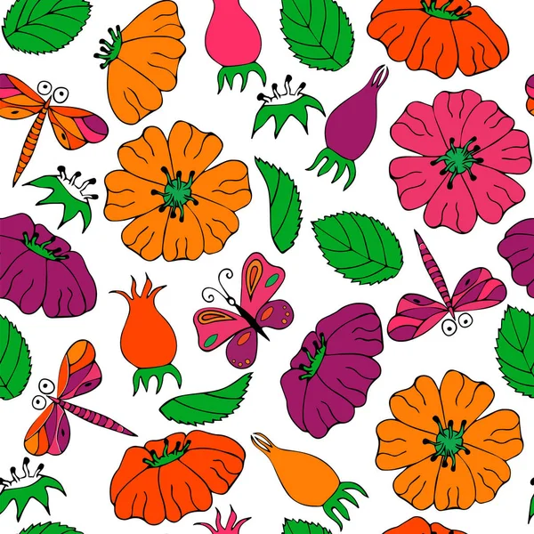 Botanikus textúra, illusztrációk részletes virágok. — Stock Vector