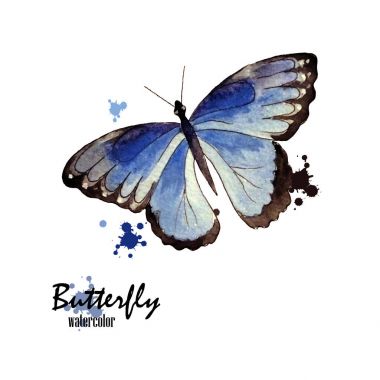 Suluboya kelebek, beyaz arka plan üzerinde izole. Bahar tasarımı öğesi.