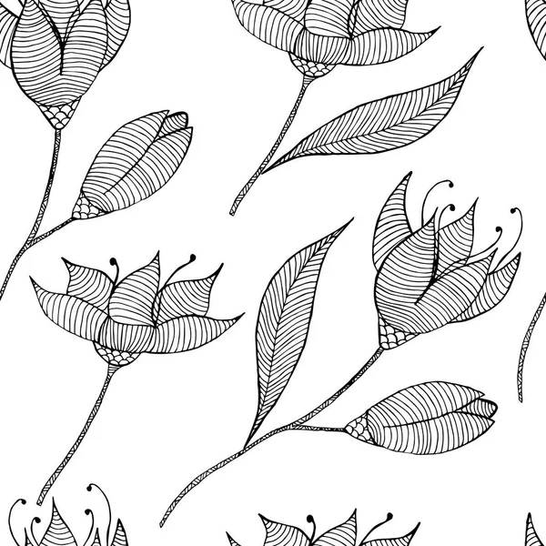 Doodle style, spring floral background.