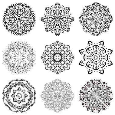 Mandalas 'ı ayarla. Yuvarlak Süs Deseni