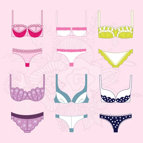 Ilusões de lingerie desenhadas à mão . — Vetor de Stock