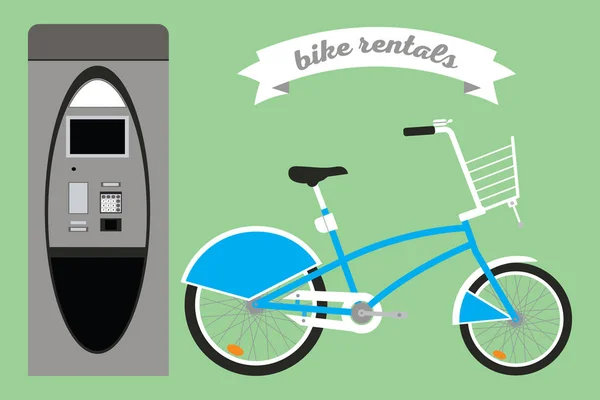 Διάνυσμα σύνολο των εικονογραφήσεων σε επίπεδη στυλ με ένα ποδήλατο και το τερματικό. — Διανυσματικό Αρχείο