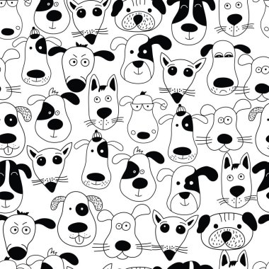 Şirin köpek. Doodle tarzı. Vektör seamless modeli.