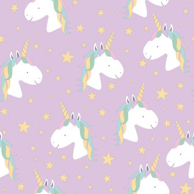 Vektör sihirli tek boynuzlu atlar ile seamless modeli. 