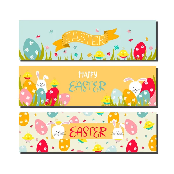 Három vízszintes húsvéti kártyákat — Stock Vector