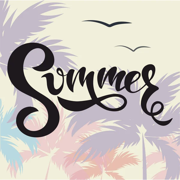 Літній банер з долонями і написом Літо ! — стоковий вектор