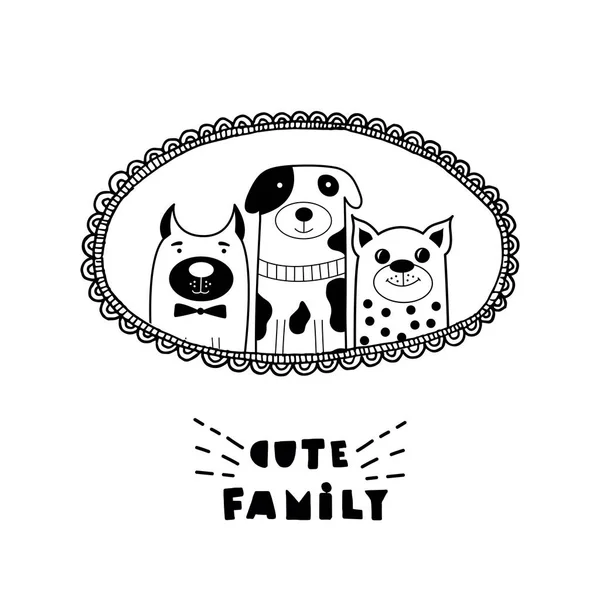 Funny κάρτα με τα χαριτωμένα γάτες πρόσωπα και χαριτωμένο οικογενειακό γράμματα! — Διανυσματικό Αρχείο