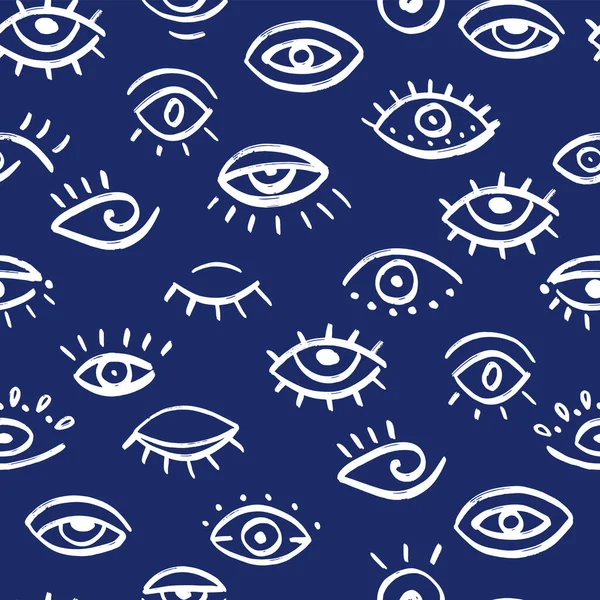 Seamless Pattern Hand Drawn Eyes Doodle Vector Illustration Various Eyes Royalty Free Stock Illustrations