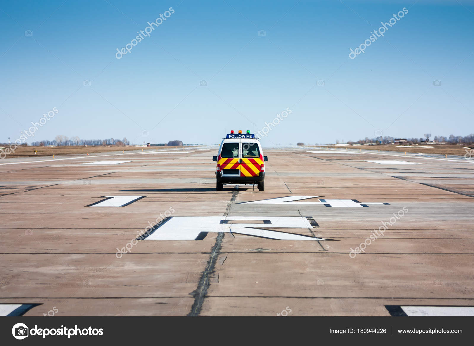 Follow Car Airport Runway Stock Photo by ©dushlik 180944226