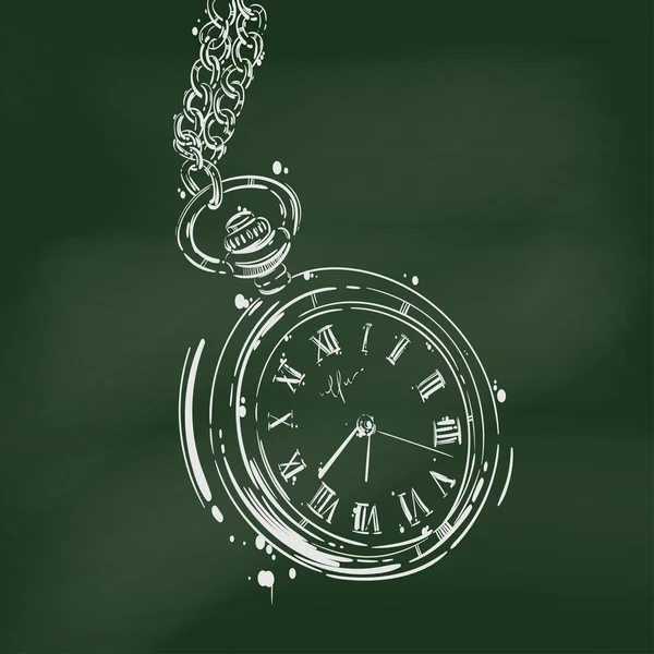 Анотація Векторна ілюстрація круглих кишенькових годинників на ланцюжку . — стоковий вектор