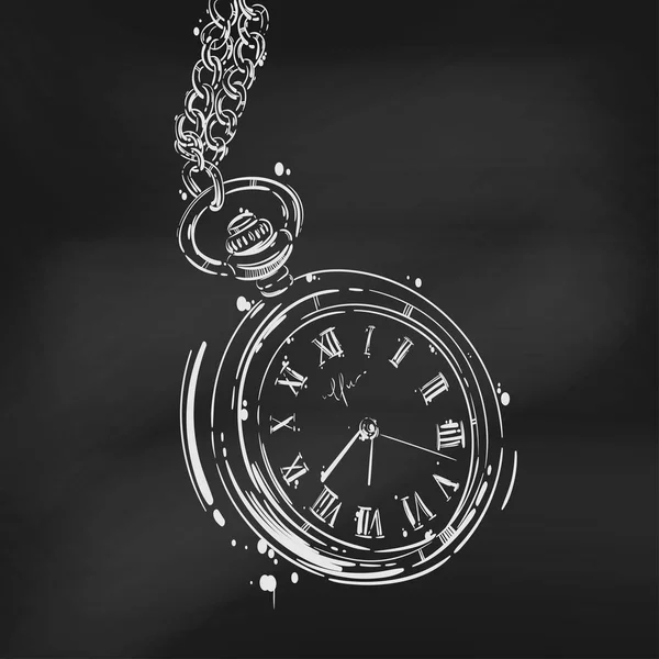 Abstrakte Vektorillustration der runden Taschenuhr an einer Kette. — Stockvektor