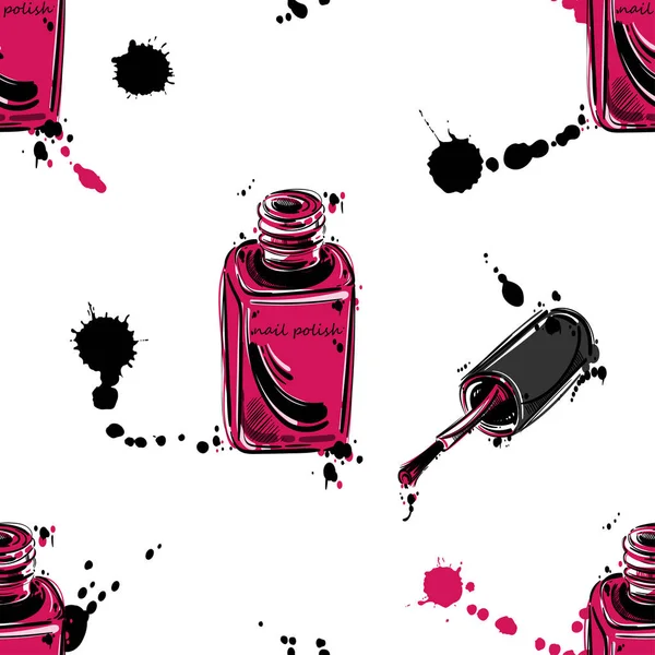 Patrón sin costuras con esmalte de uñas . — Vector de stock