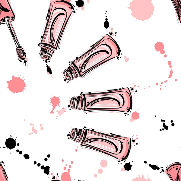 Nahtloses Muster mit Lipgloss. abstrakte Vektorillustration. — Stockvektor