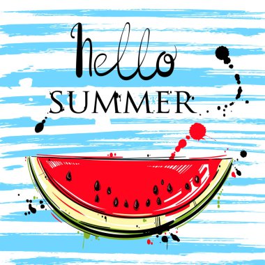 Karpuz dilimleri ile soyut vektör çizim.