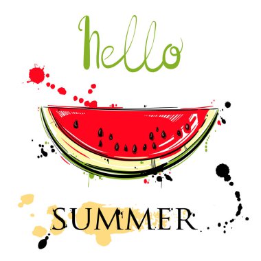 Karpuz dilimleri ile soyut vektör çizim.