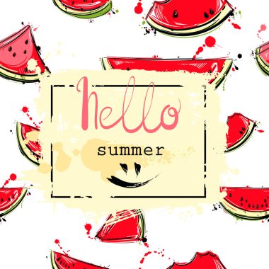 Karpuz dilimleri ile soyut vektör çizim.