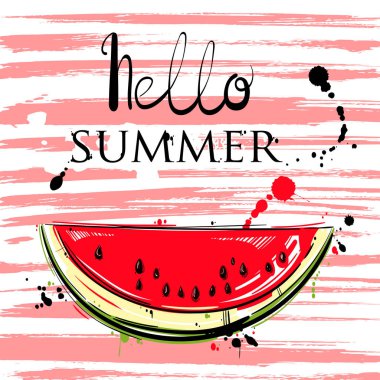 Karpuz dilimleri ile soyut vektör çizim.