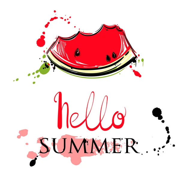 Karpuz dilimleri ile soyut vektör çizim.