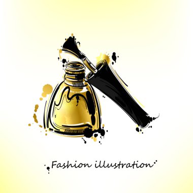 Vektör çizim altın tırnak cilası. Altın tarzı.