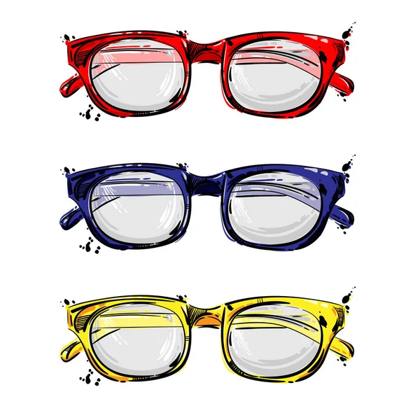 Ilustración abstracta vectorial con gafas rojas, azules, amarillas para — Vector de stock