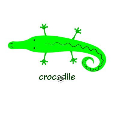 Vektör soyut çizim bir timsah. Komik hayvan. 