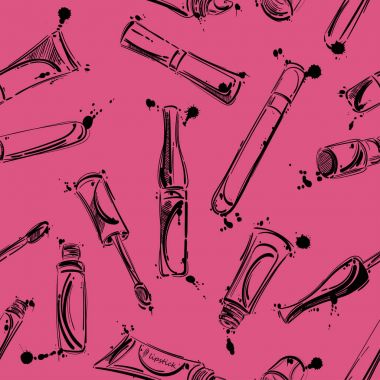 Vektör seamless modeli ile dudak parlatıcısı.