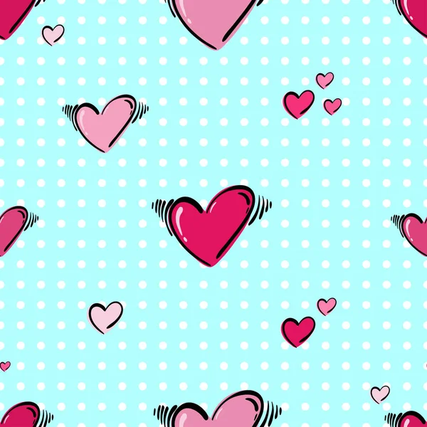 Vector abstract seamless pattern with hearts. Love. — Stock Vector