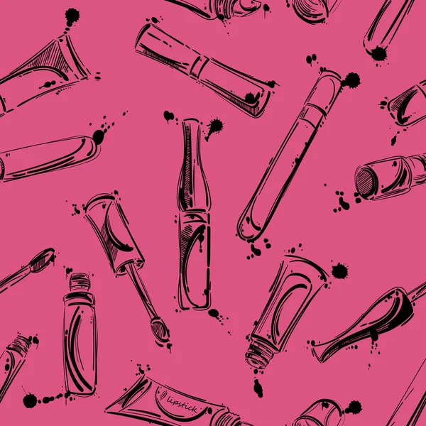 Vektör seamless modeli ile dudak parlatıcısı.